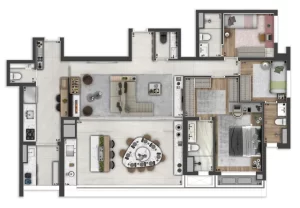Planta - 142m² - 4 Dormitórios
