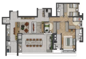 Planta - 142m² - 3 Suítes